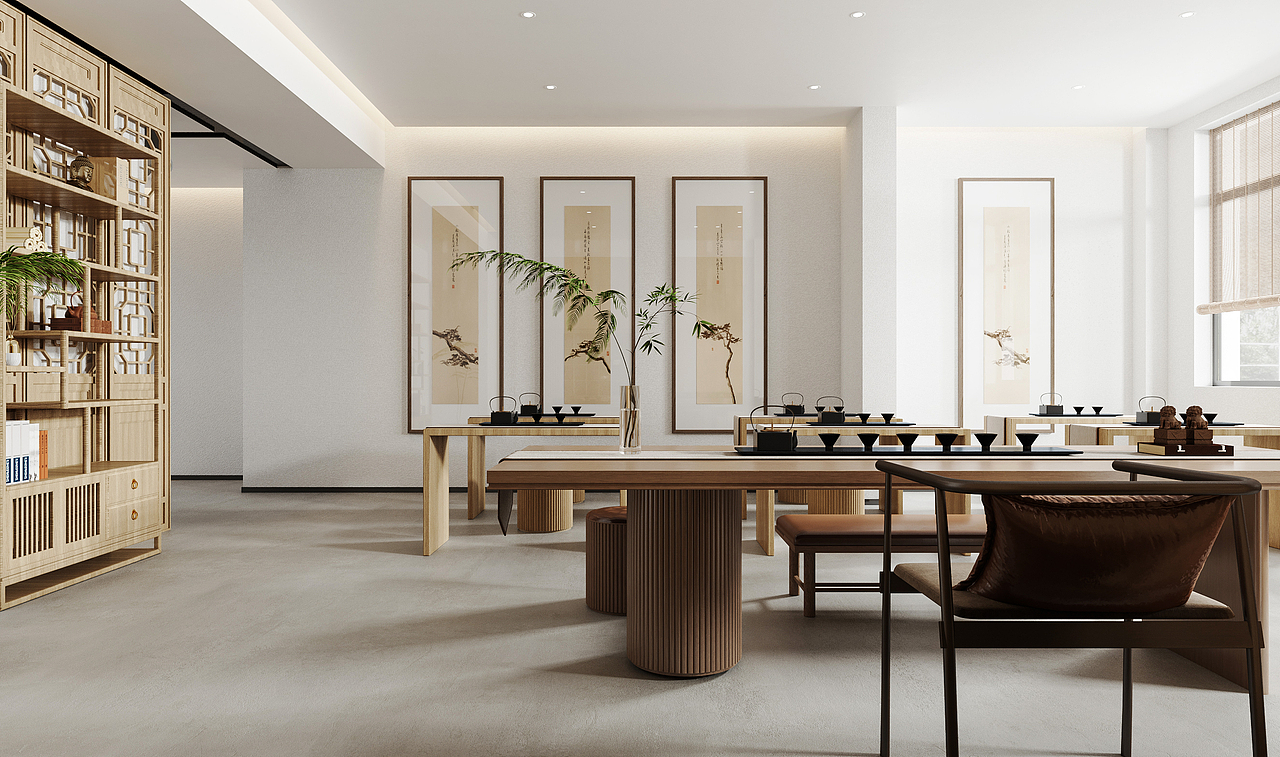 二楼的书画茶艺学堂晴明朗静.