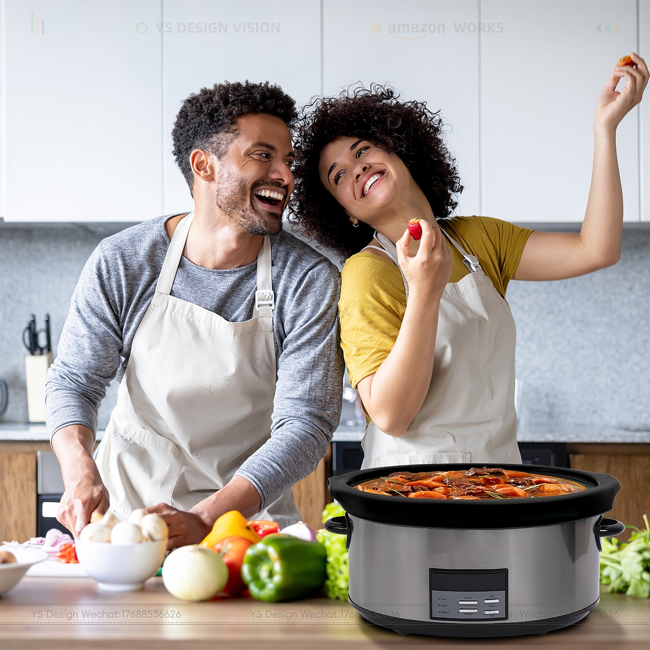 亚马逊黑色慢炖锅主副图高级A+设计