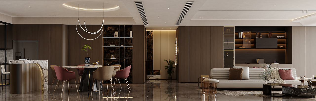 绘感视觉设计——现代大平层设计案例（图ZMzI1MDU4MjU2） - 商业空间设计 - 站酷设计师AJUN啊原创素材 - 站酷ZCOOL