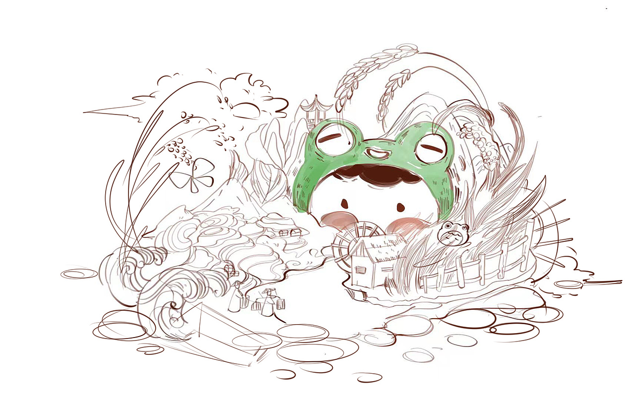 《稻田蛙》（图ZMzM5ODQxMTA0） - 商业插画 - 站酷设计师黑椒鸡柳原创素材 - 站酷ZCOOL
