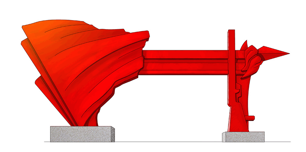 红色题材雕塑大门设计方案