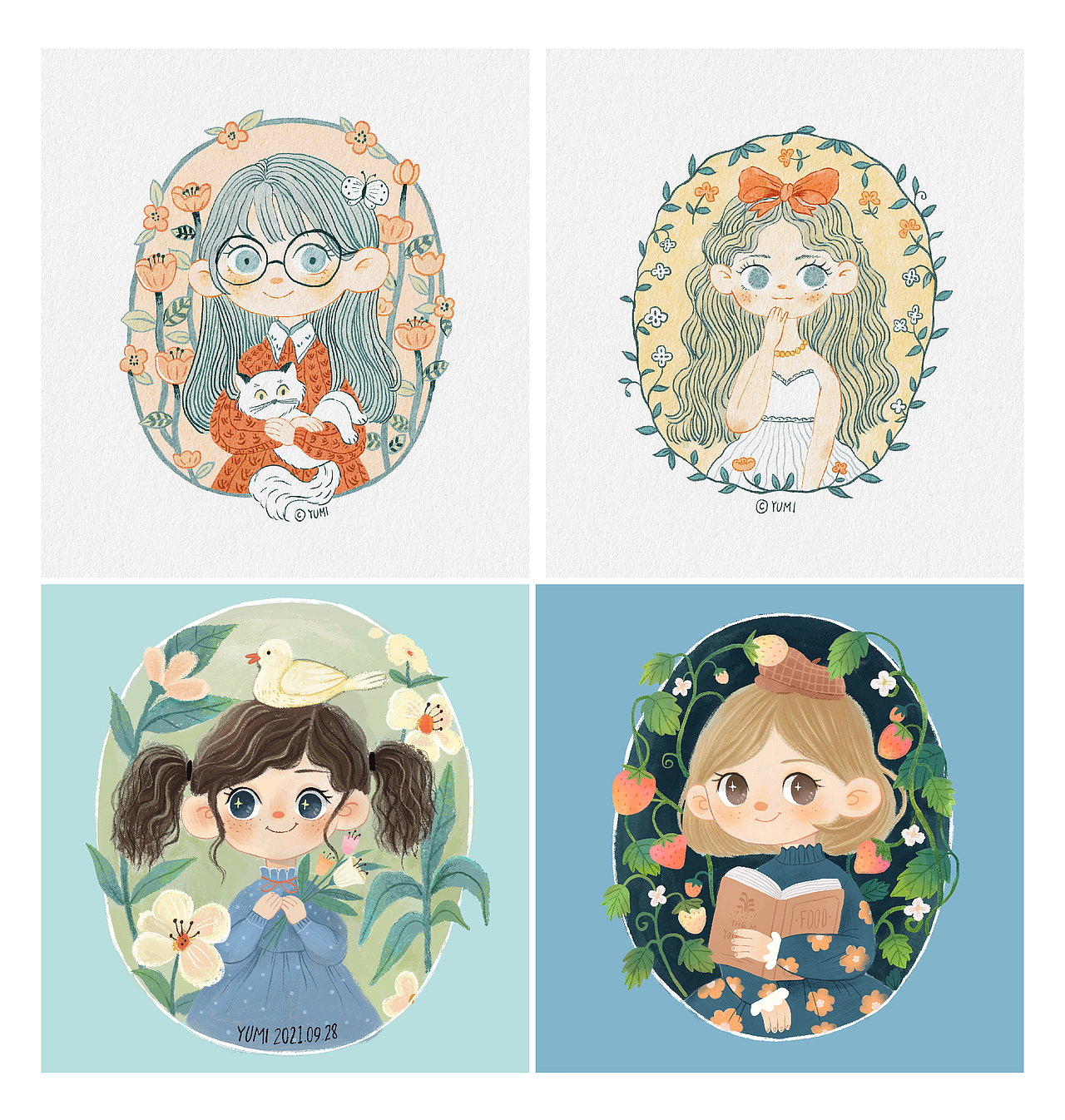 女孩系列——两种风格，你喜欢哪一种呢（图ZMzA5NjA5MjQw） - 创作习作 - 站酷设计师yumid原创素材 - 站酷ZCOOL