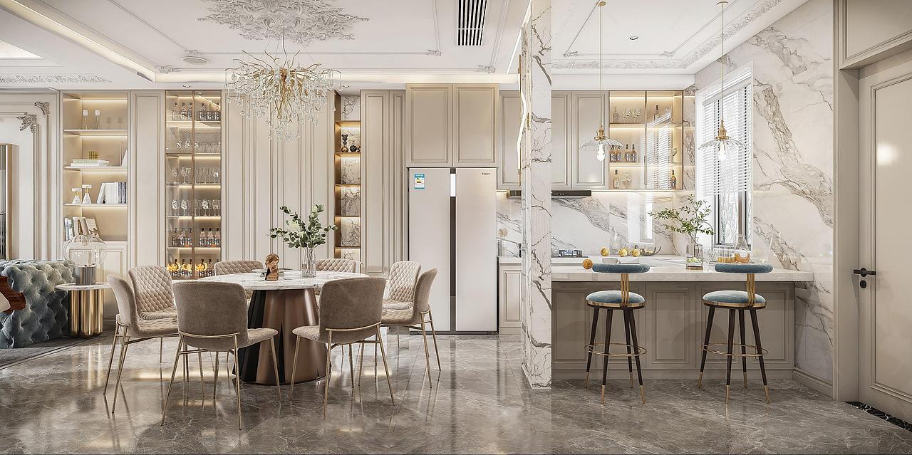 法式装修风格的配色主要是以白、金、深色的木色为主调（图ZMzUyNjM3MzUy） - 家装设计 - 站酷设计师婉婷爱设计原创素材 - 站酷ZCOOL