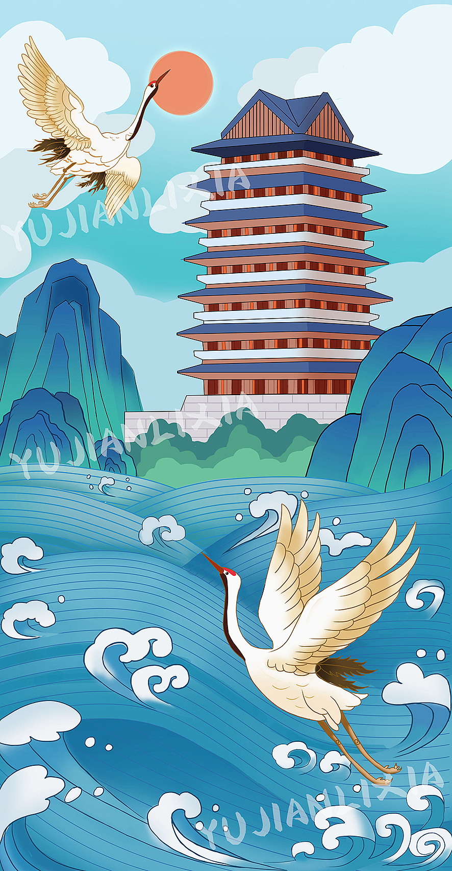 鹤起黄河楼国潮