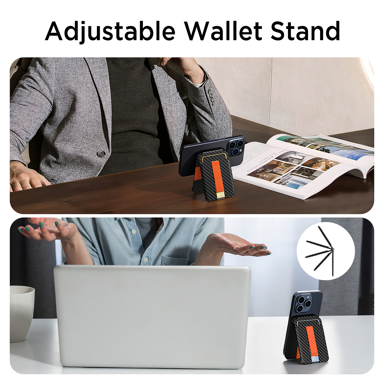 亚马逊高级磁吸支架男士钱包渲染设计