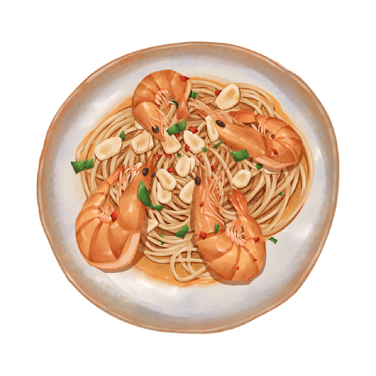 蒜香鲜虾意大利面／Garlic Shrimp Pasta Spaghetti | PenguinOlivia