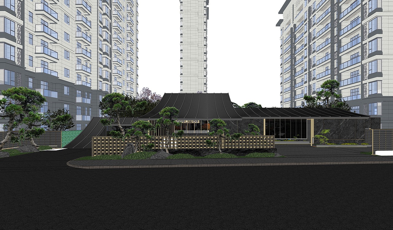 新中式示范区后场景观SU模型下载（图ZMzY5NTI4ODIw） - 景观设计 - 站酷设计师素模网原创素材 - 站酷ZCOOL