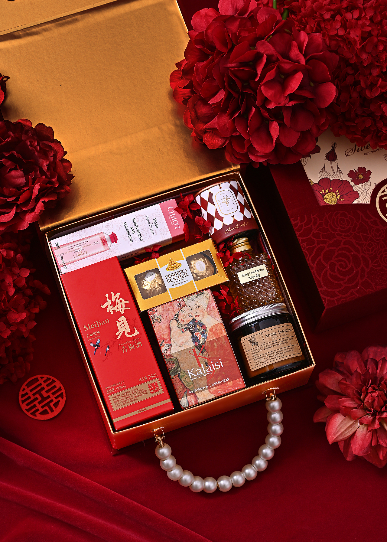 红色化妆盒伴手礼 静物拍摄