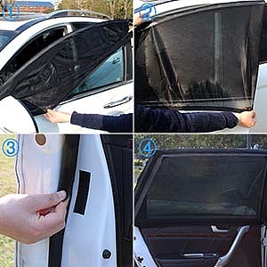 1对双层后车窗高弹黑纱防晒罩