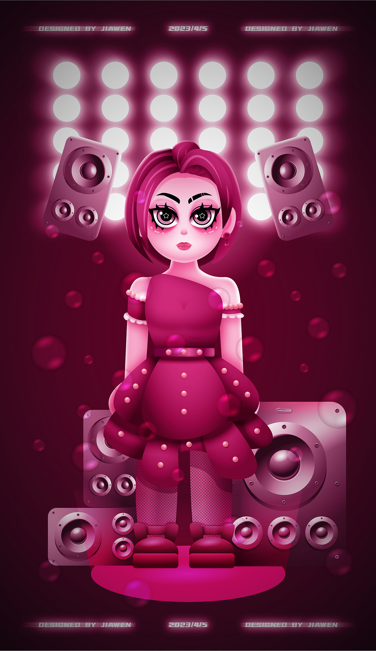 潮流女孩IP形象插画