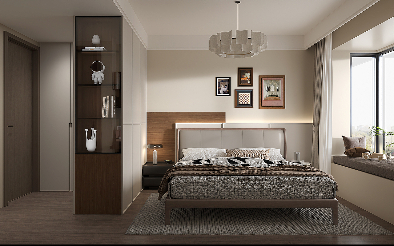 现代偏港式风全屋设计 深色极简 效果图代画