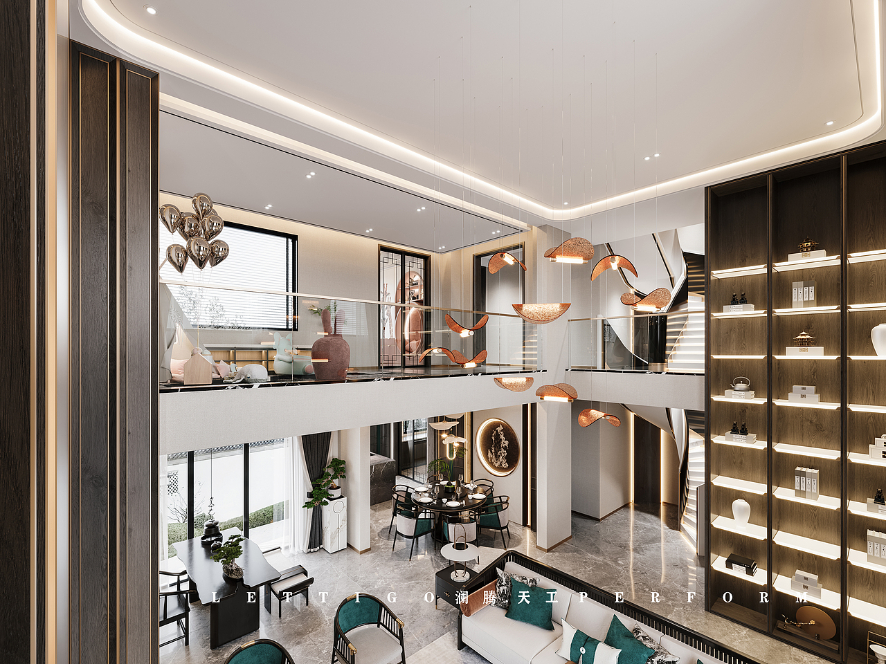 新作|宁静雅致的新中式跃层别墅