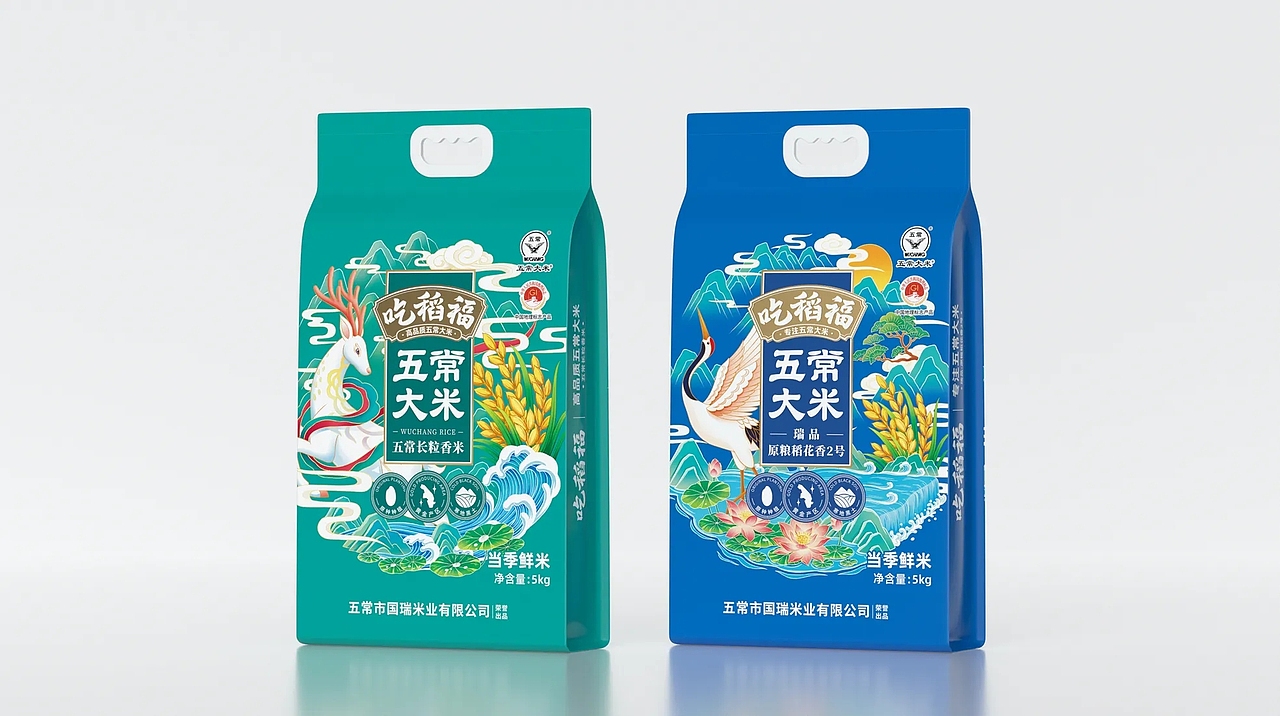 吃稻福-五常大米包装插画