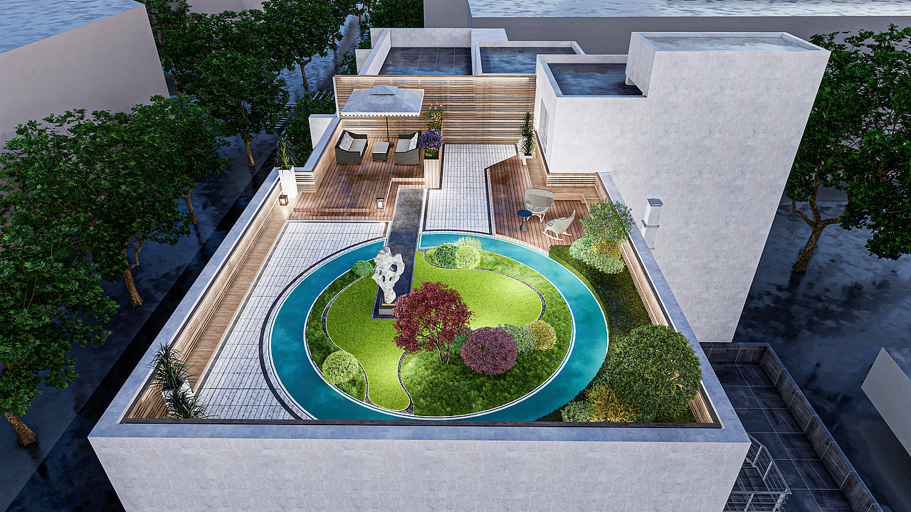 200㎡ 现代风格屋顶花园 多方案（图ZMzI0MTU1ODgw） - 景观设计 - 站酷设计师梁西凹原创素材 - 站酷ZCOOL