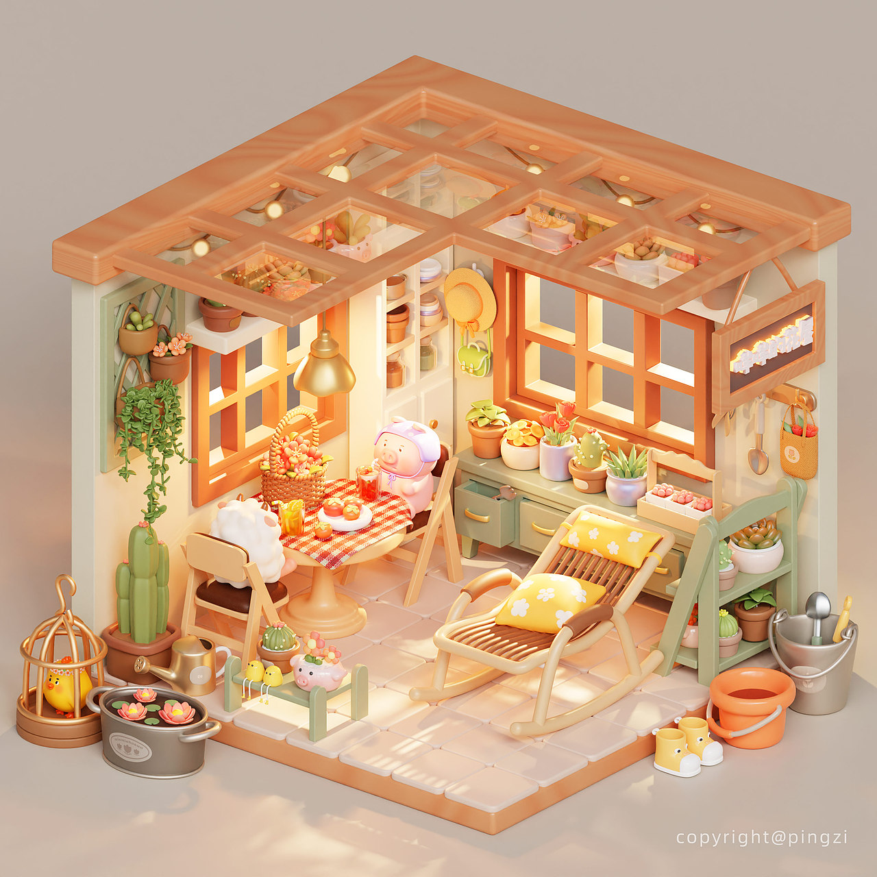 blender建模《咩咩的花屋》