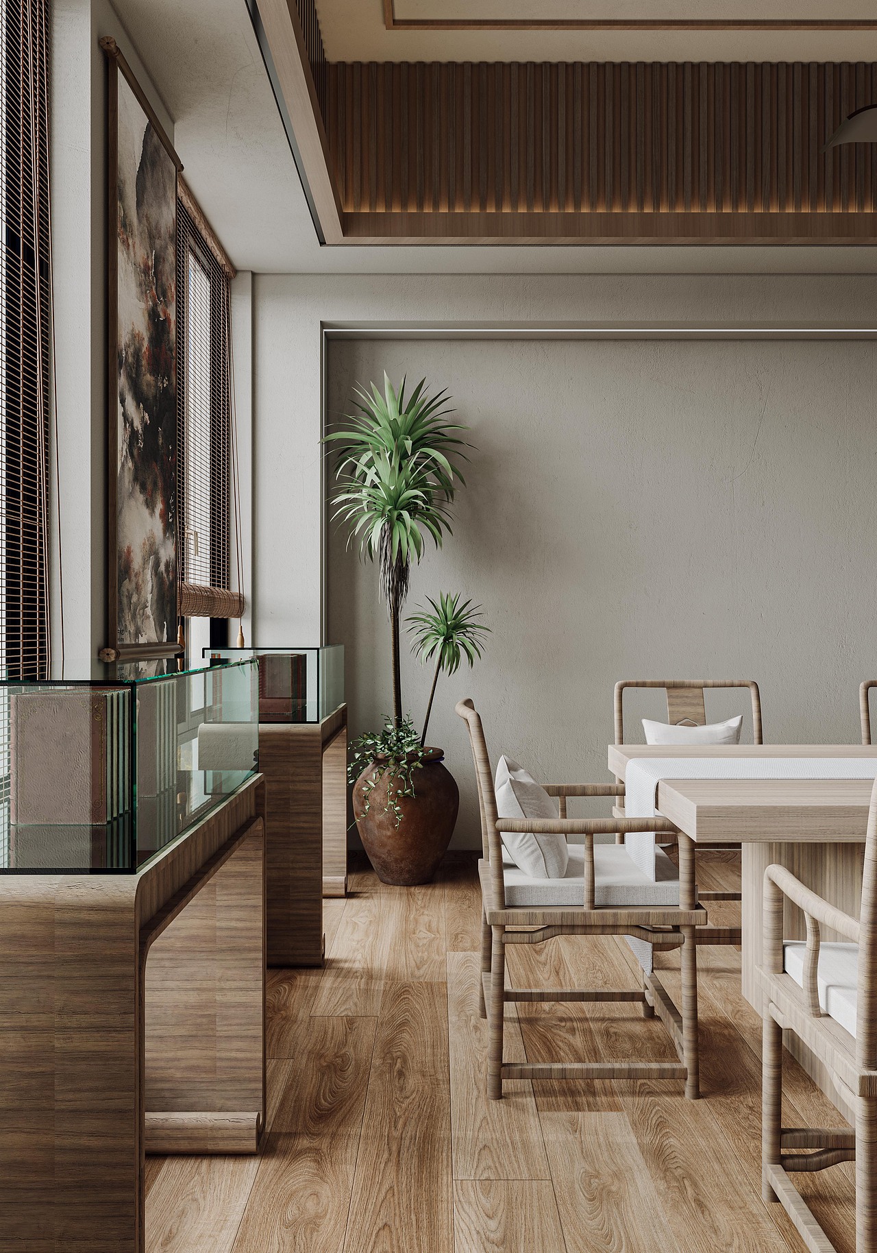 新中式图书馆 工装渲染