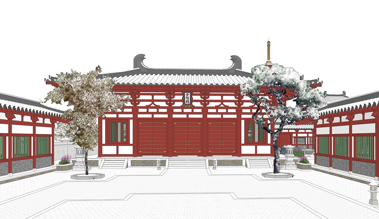 古建宫殿武侠史剧影视场景SU模型下载