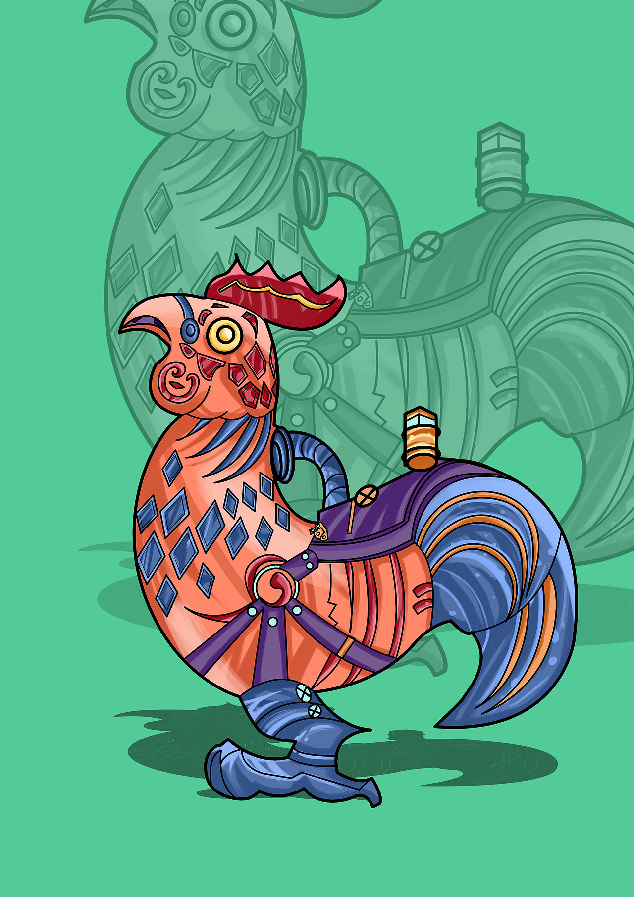 朋克風(fēng)十二生肖原創(chuàng)（圖ZMzAzMzExMTg0） - 商業(yè)插畫 - 站酷設(shè)計(jì)師西瓜不西很瓜原創(chuàng)素材 - 站酷ZCOOL