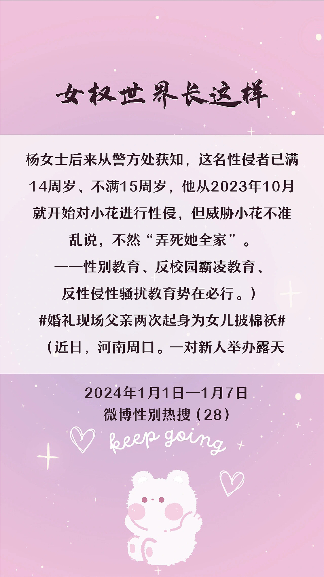 阿p-女权世界长这样73: 1/1/2024-1/7/2024（上）