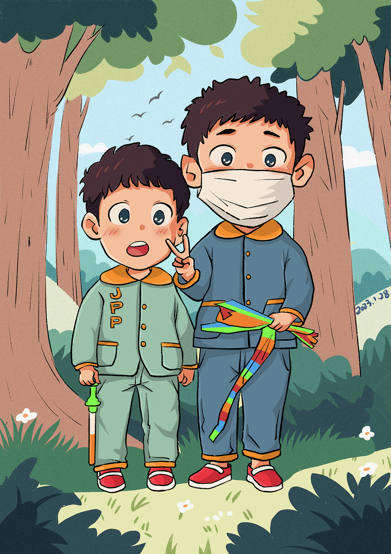 我把你畫成畫——兄弟2023（圖ZMzY4OTU2NDIw） - 兒童插畫 - 站酷設(shè)計師家有二熊原創(chuàng)素材 - 站酷ZCOOL
