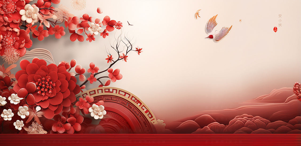 节日插画｜中国红背景（图ZMzQ5MzcyMjMy） - 新锐潮流插画 - 站酷设计师ANXIAOYAO9981原创素材 - 站酷ZCOOL