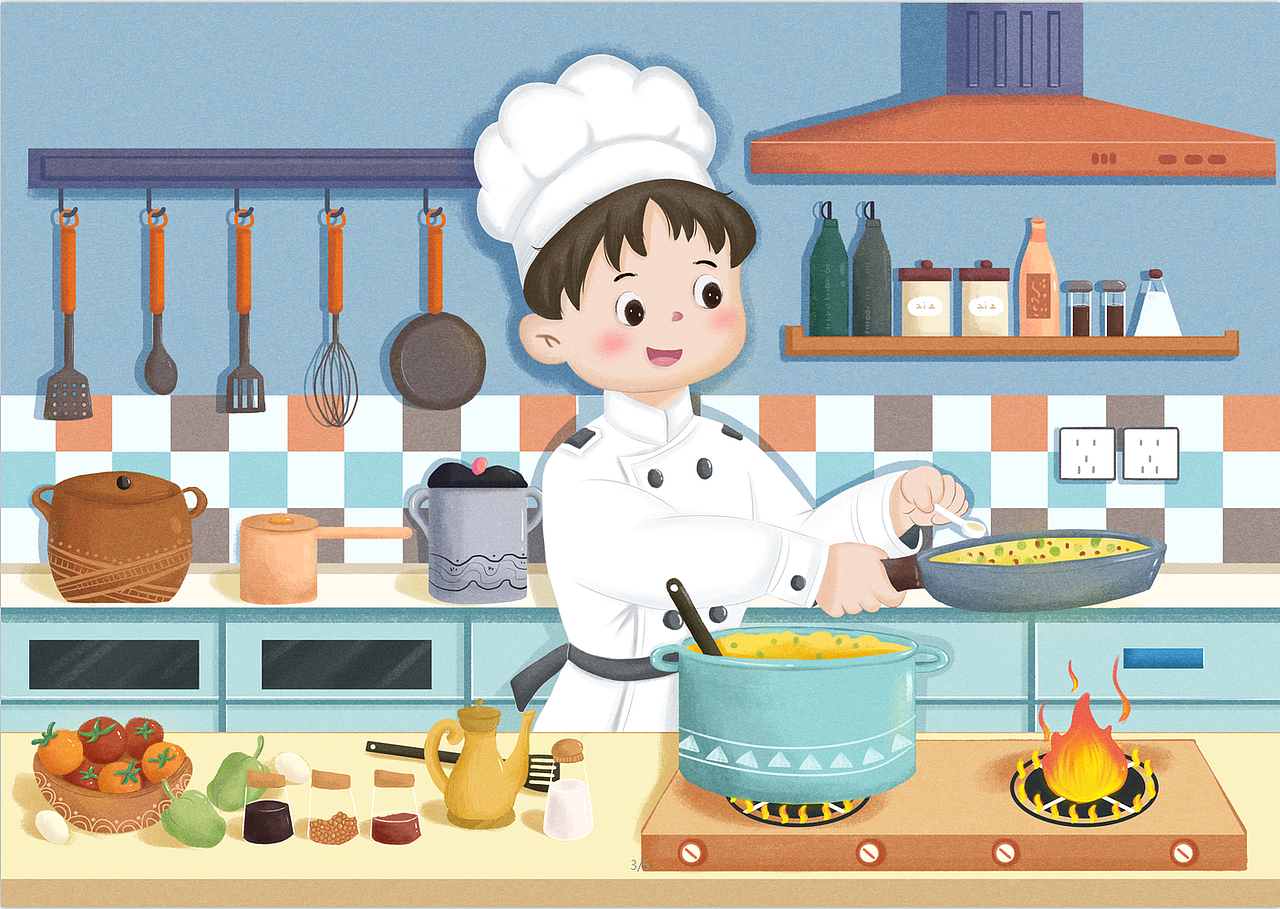小厨师儿童插画（图ZMzYwNTc0ODM2） - 儿童插画 - 站酷设计师对镜贴花黄先生原创素材 - 站酷ZCOOL