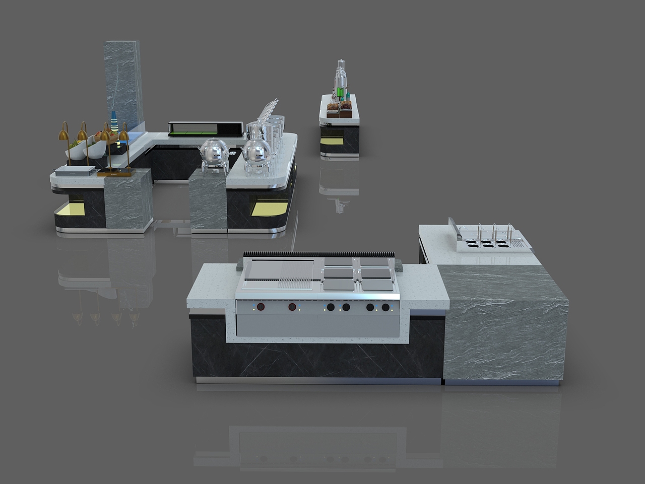 2022年新力士布菲炉厂家广州酒店用品展自助餐台设计