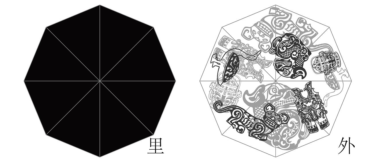 西安博物院文物纹样设计 黑金系列冰箱贴