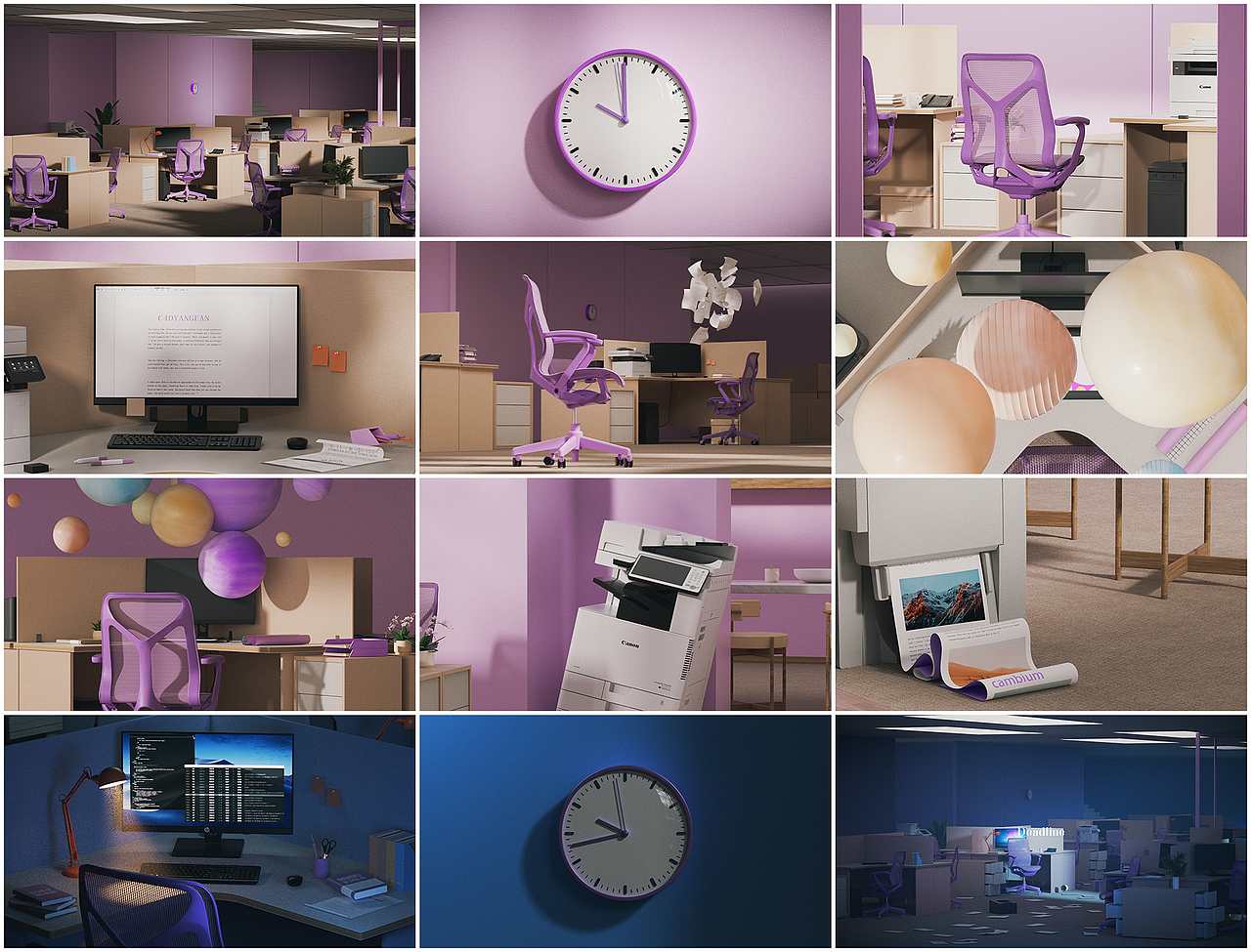 办公室的一天（C4D杨帆动态班）（图ZMzI5MzY3NTE2） - 动画/影视 - 站酷设计师下水道练习生原创素材 - 站酷ZCOOL