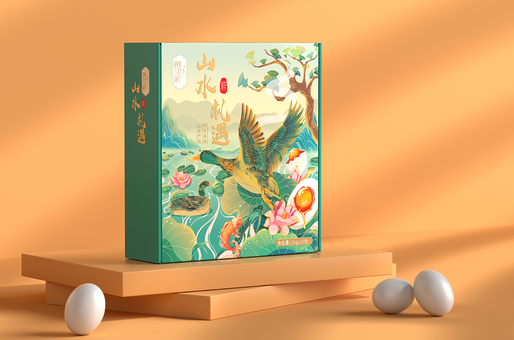 巨灵设计 x 圃也 | 蛋类系列国潮插画礼盒包装设计