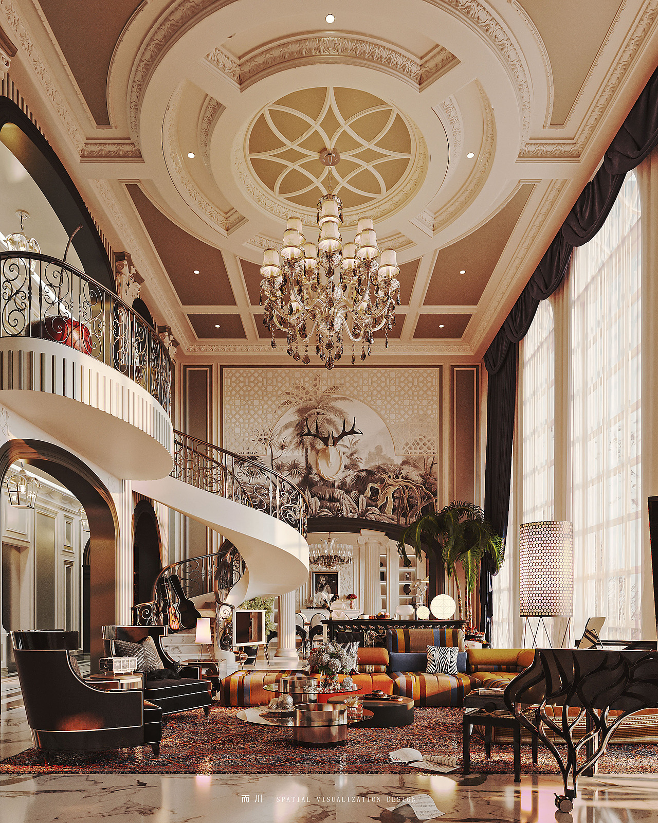 美式别墅丨 而川视觉（图ZMzI2NDIyMjU2） - 商业空间设计 - 站酷设计师而川视觉原创素材 - 站酷ZCOOL