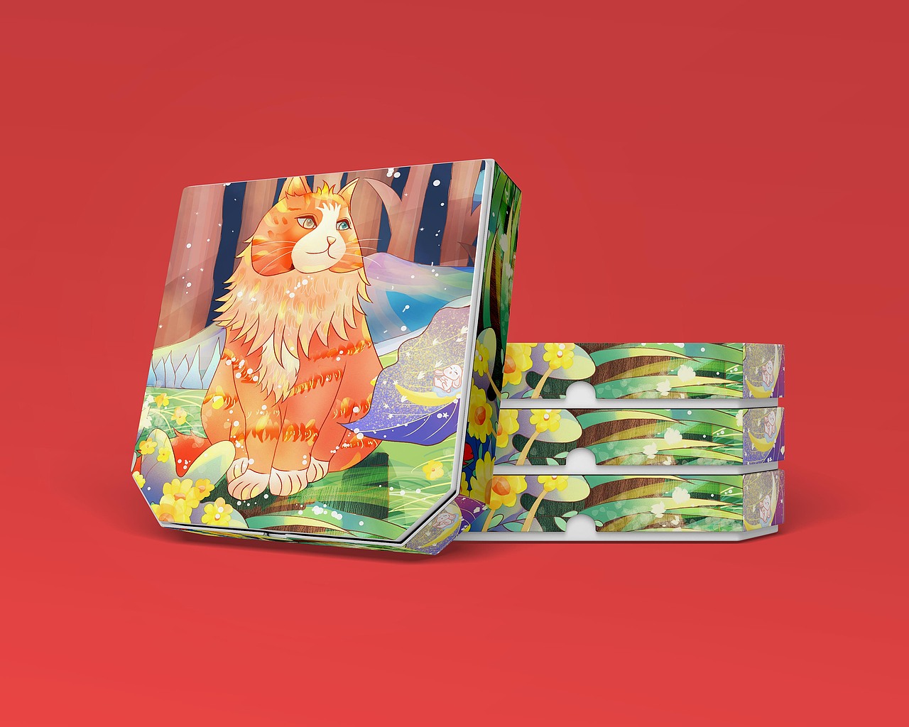 治愈猫-动物场景插画