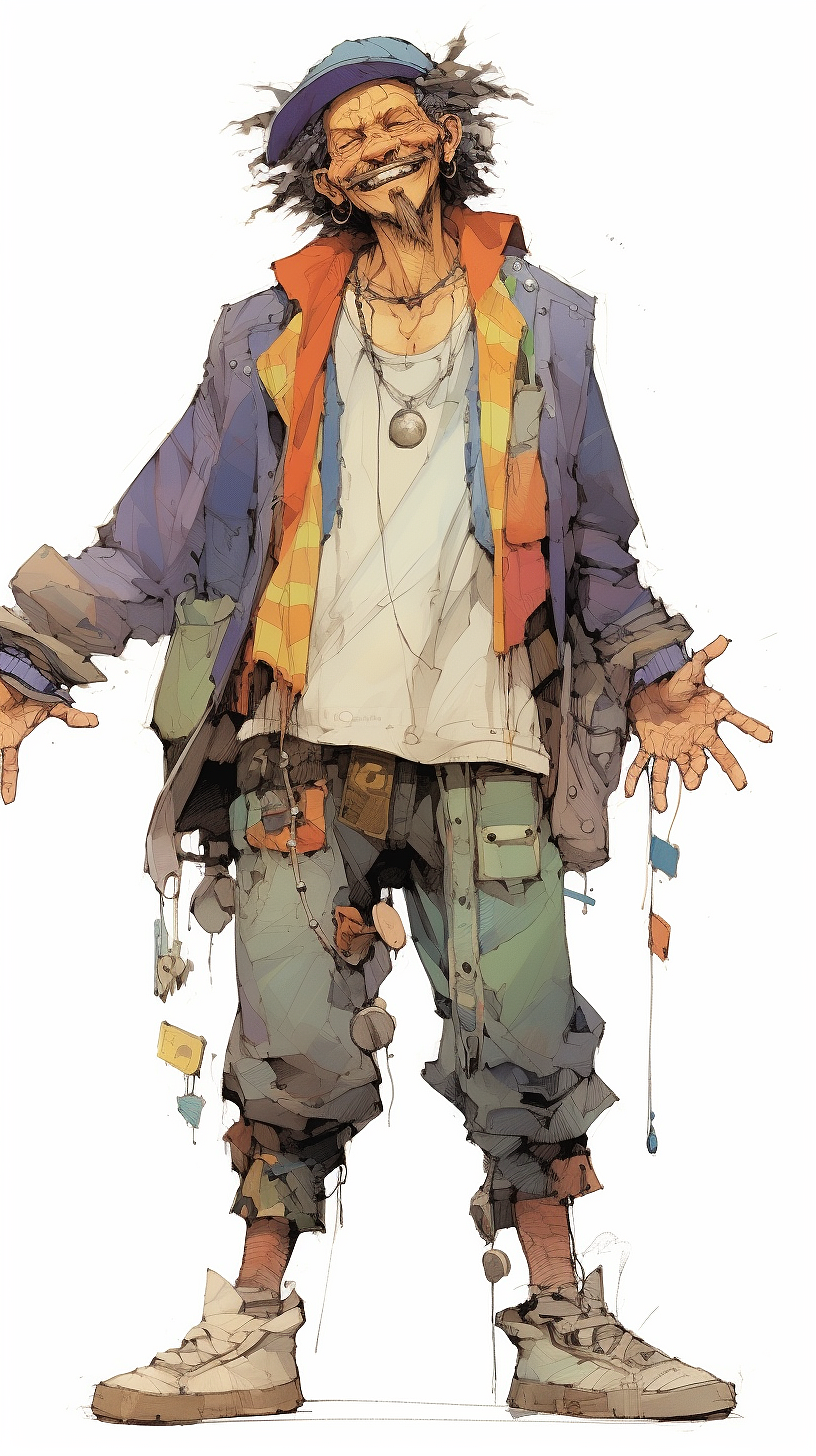 手绘插画老人时尚插图