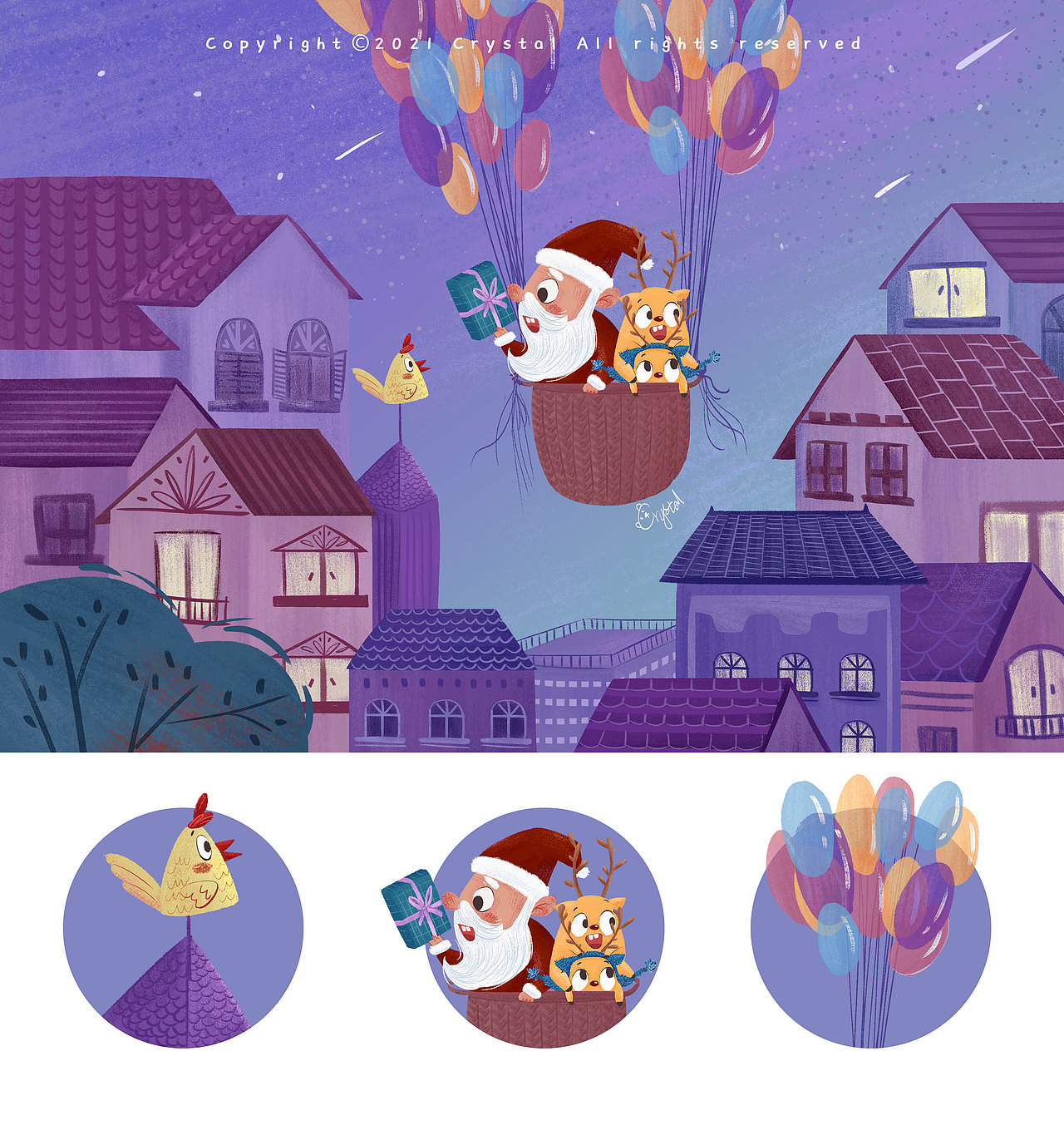 圣诞节系列插画（图ZMzIxODg2Mjg4） - 创作习作 - 站酷设计师张小熊_Crystal原创素材 - 站酷ZCOOL