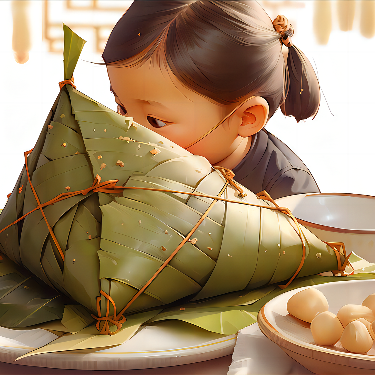 AI绘画-端午吃粽子