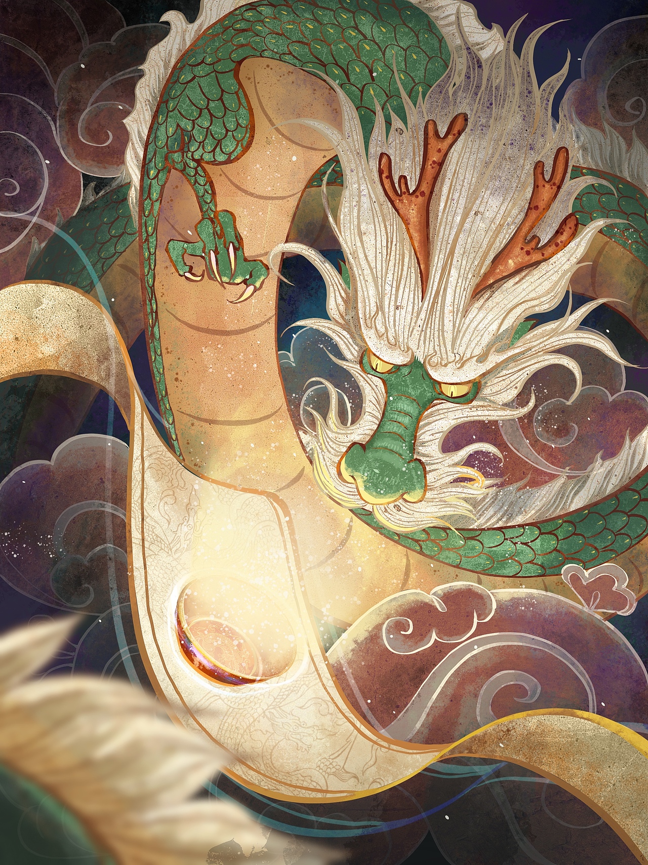 3举报收藏分享原创作品插画创作习作壁画龙凤古风守宝手绘凤凰虎女11