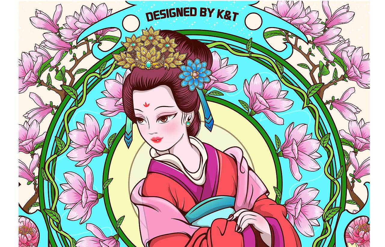 穆夏风古代美人（图ZMjk4OTQ1OTAw） - 艺术插画 - 站酷设计师小設绘原创素材 - 站酷ZCOOL