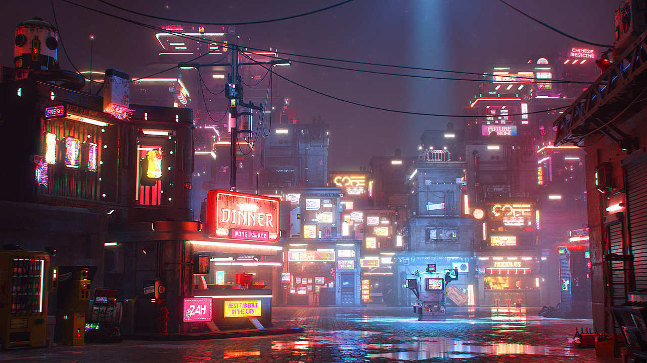 CyberStreet赛博朋克街道 三维场景制作（图ZMjk5MDI3ODA0） - 场景 - 站酷设计师是鱼小饼子啊原创素材 - 站酷ZCOOL