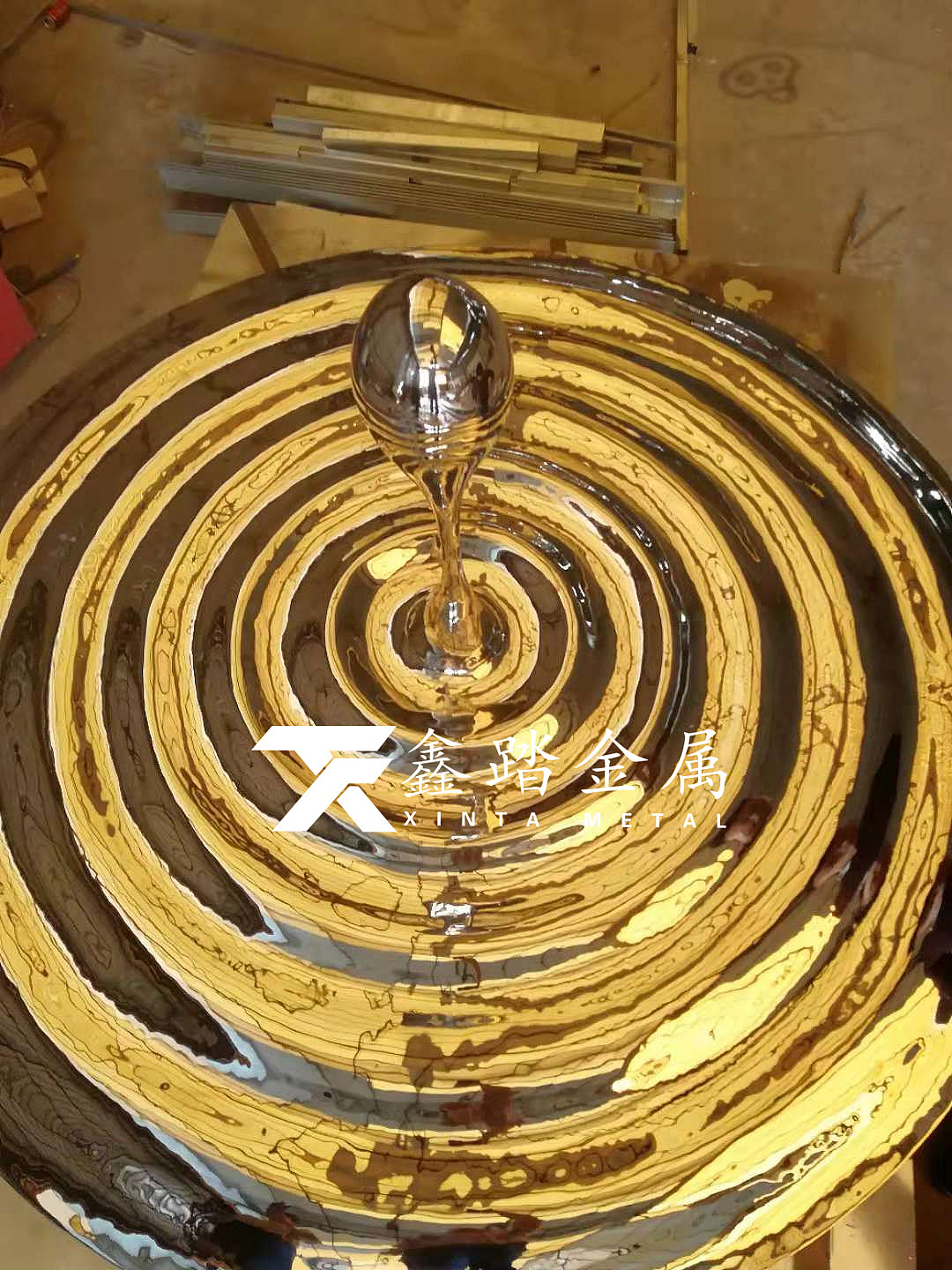 纯手工锻造不锈钢镜面涟漪吊顶天花效果美极了