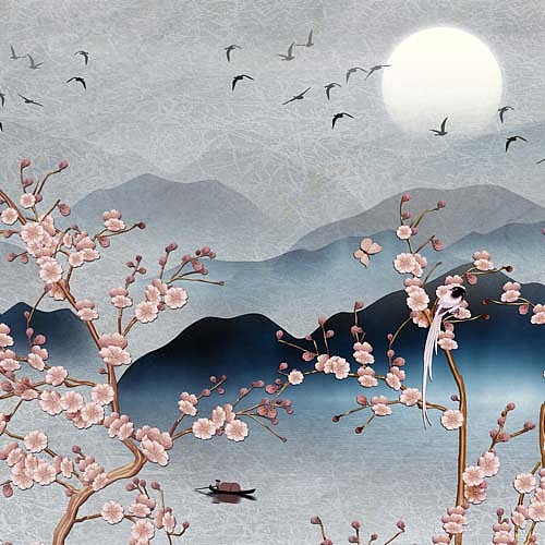 2023花鸟（图ZMzI4NzgwMDQ0） - 商业插画 - 站酷设计师新中式纱画图库原创素材 - 站酷ZCOOL