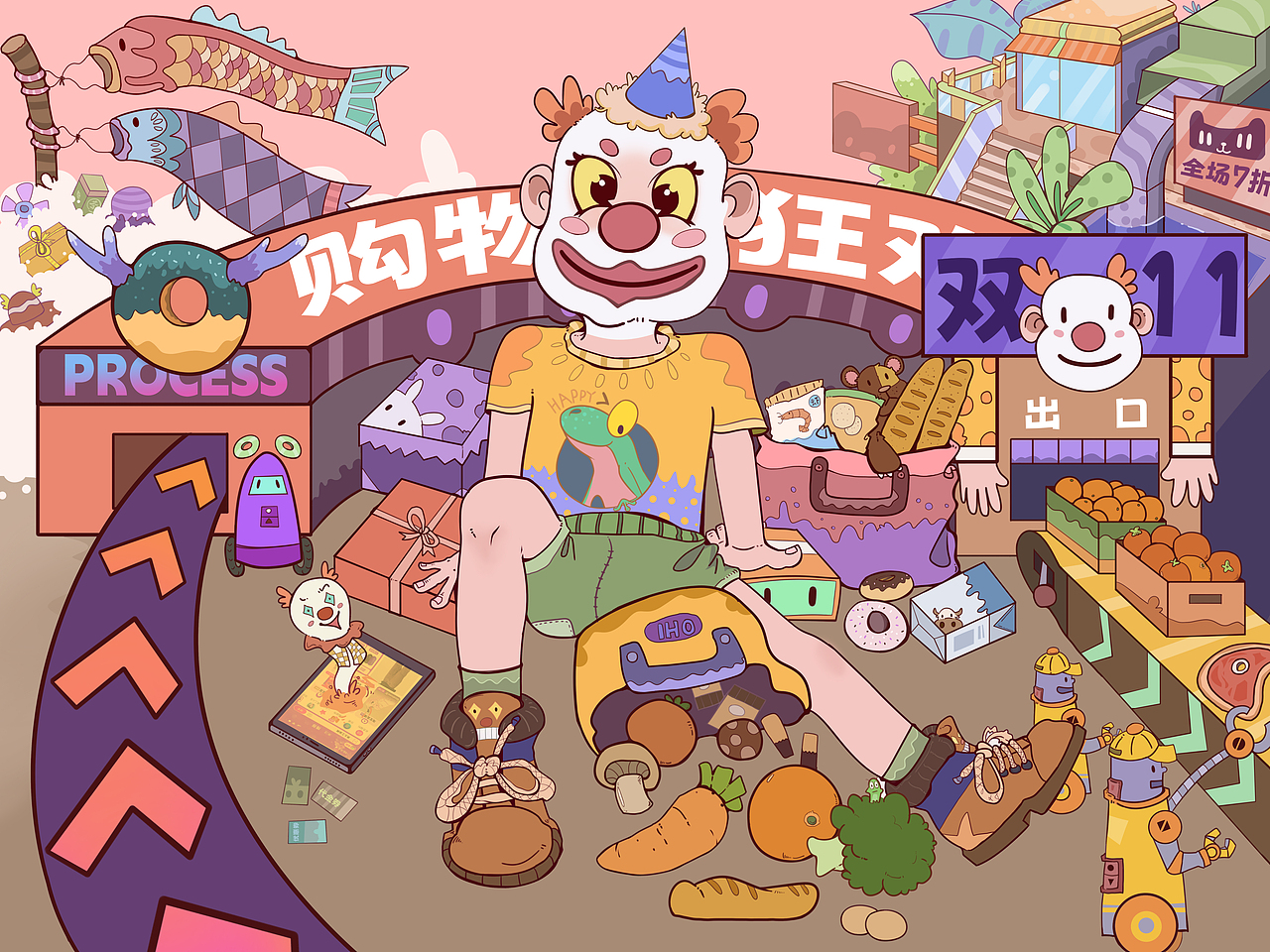 疯狂购物节（图ZMzU4MTE5MDUy） - 商业插画 - 站酷设计师A_yANG9原创素材 - 站酷ZCOOL