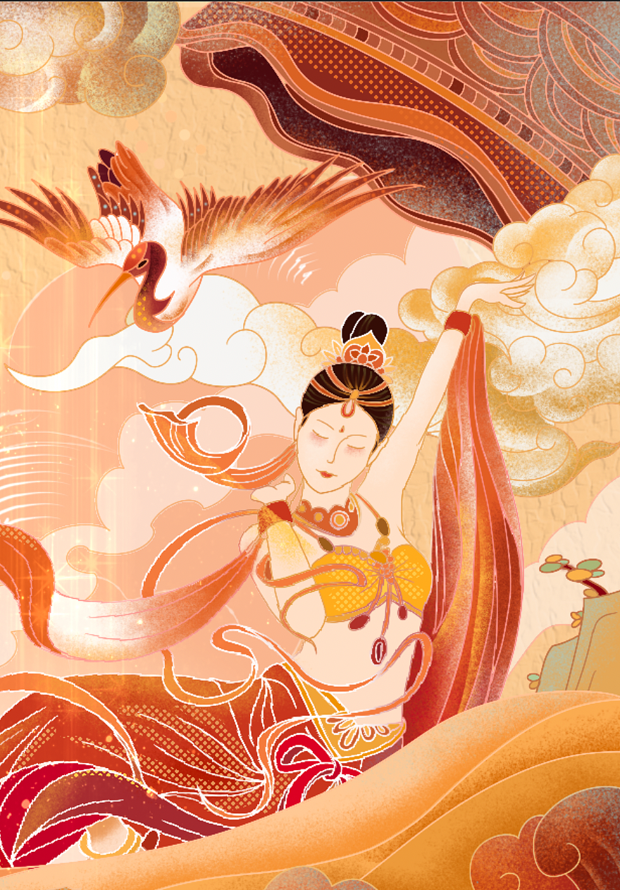 国风古风插画练习|敦煌
