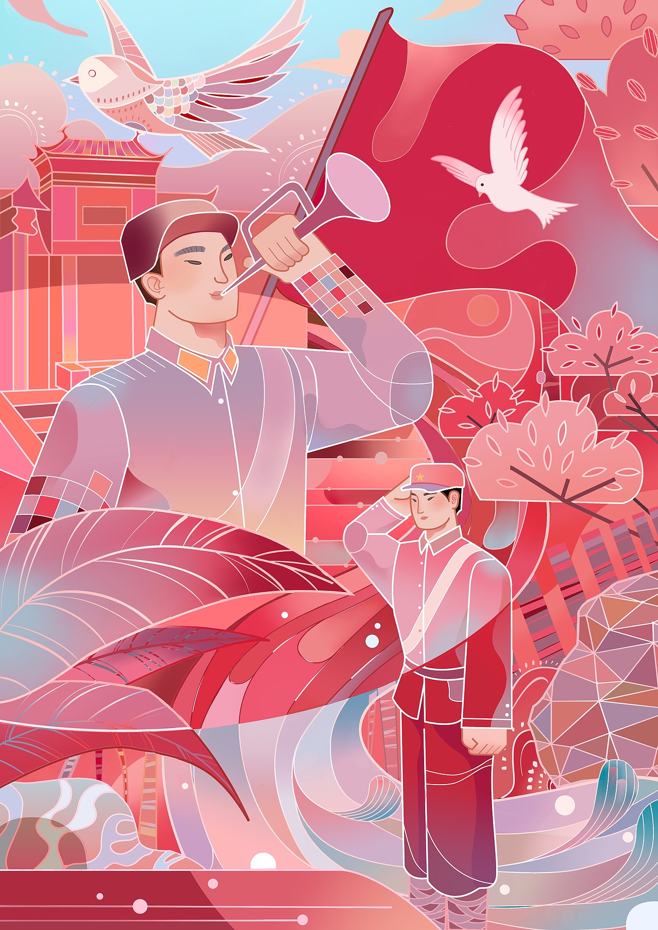 我们有信仰—日报风插画