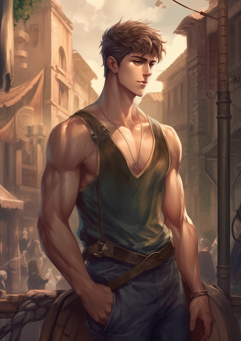 动漫帅哥 欧风 肌肉男 AI+板绘创作 请勿商用