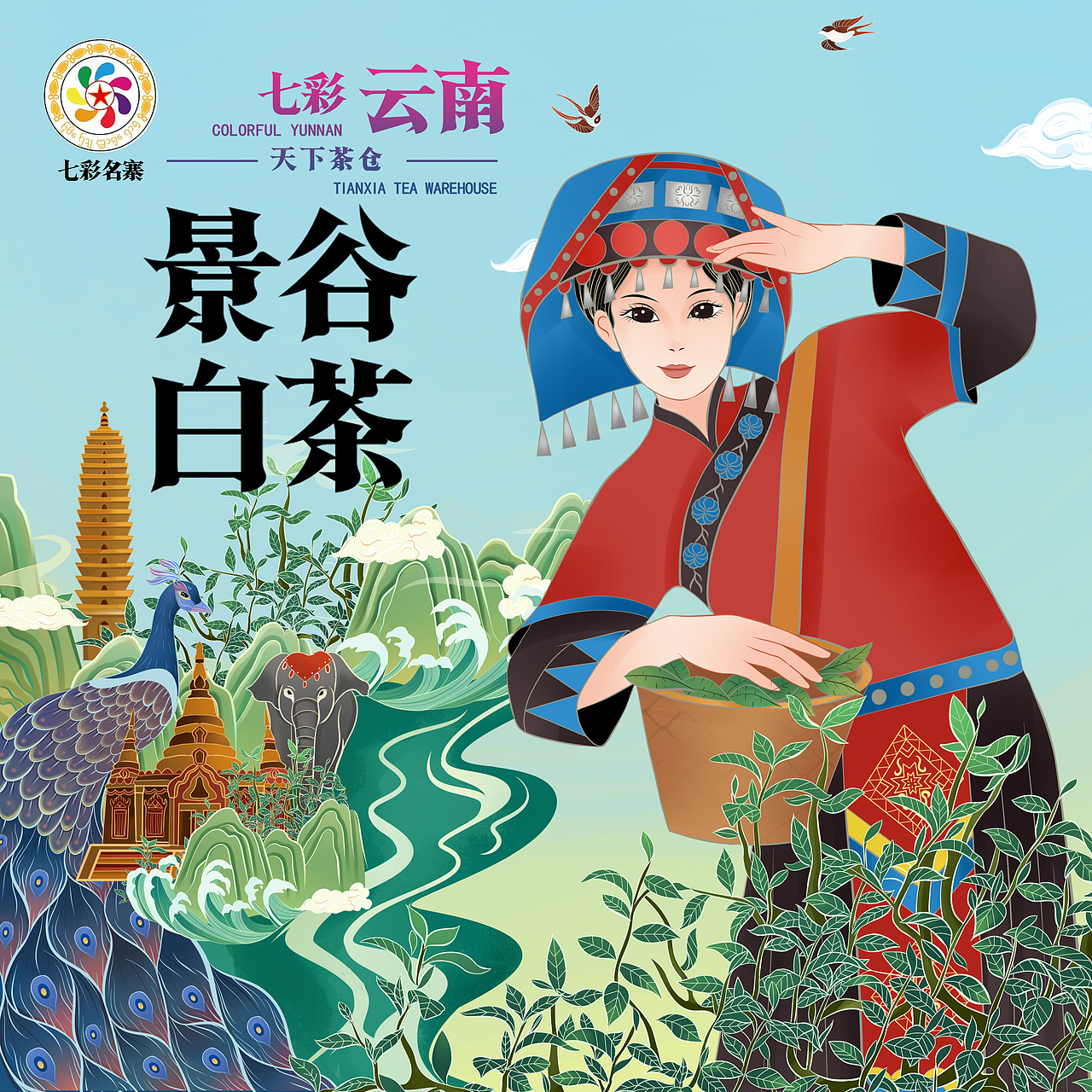 云南少数民族插画设计——民族茶