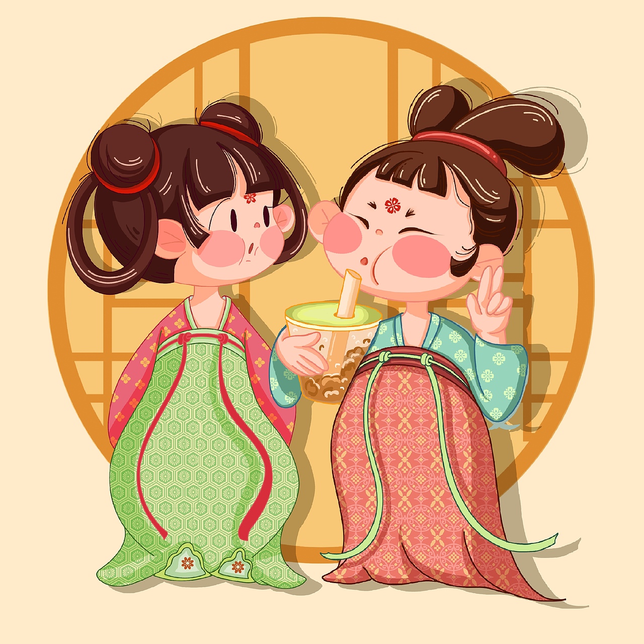 国风汉服小女孩（图ZMzA2OTkwNDA4） - 商业插画 - 站酷设计师月阑珊1原创素材 - 站酷ZCOOL