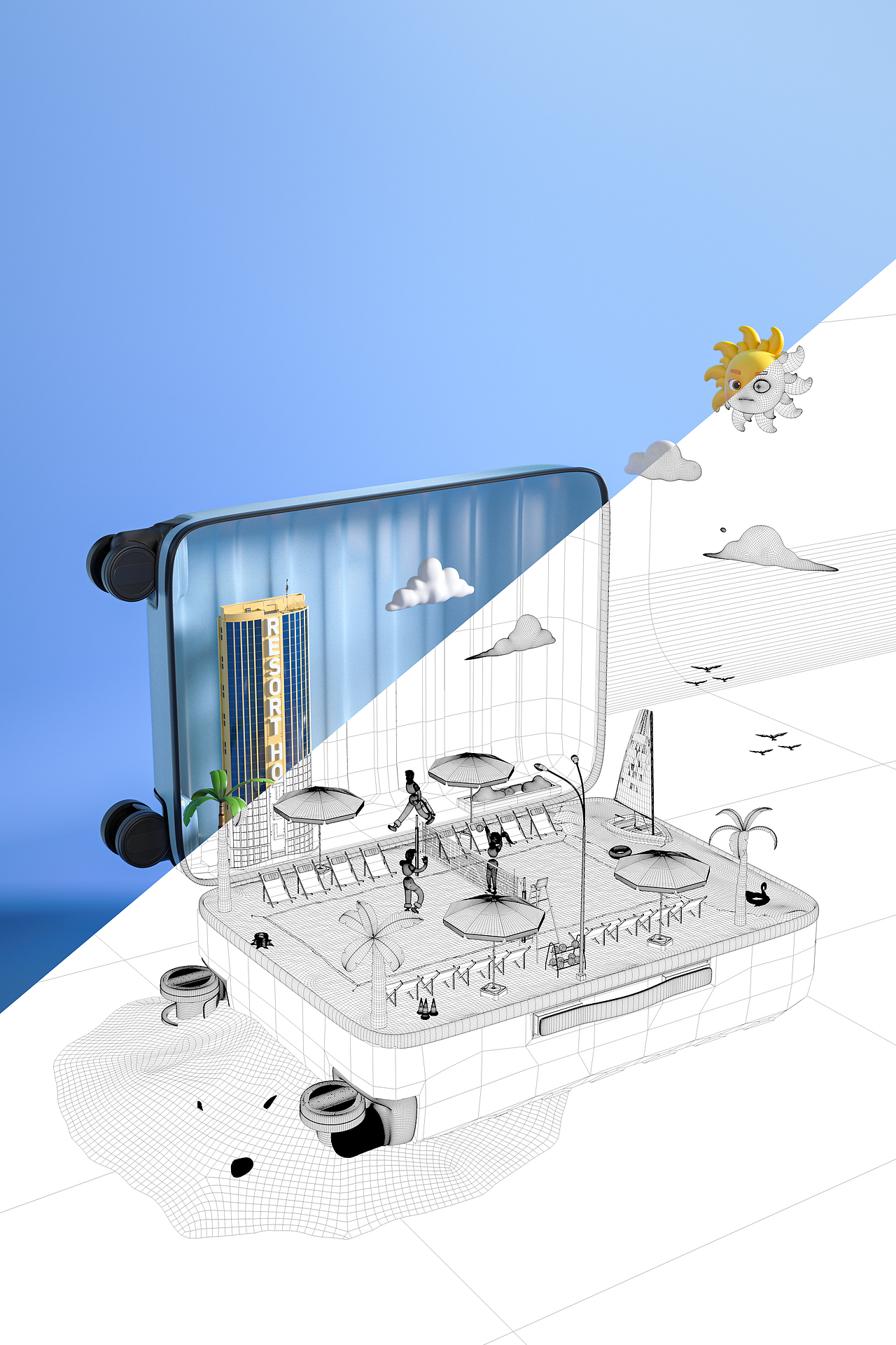 一组行李箱的渲染（图ZMzE4MDMzNDc2） - 产品 - 站酷设计师Dragon_C4D原创素材 - 站酷ZCOOL