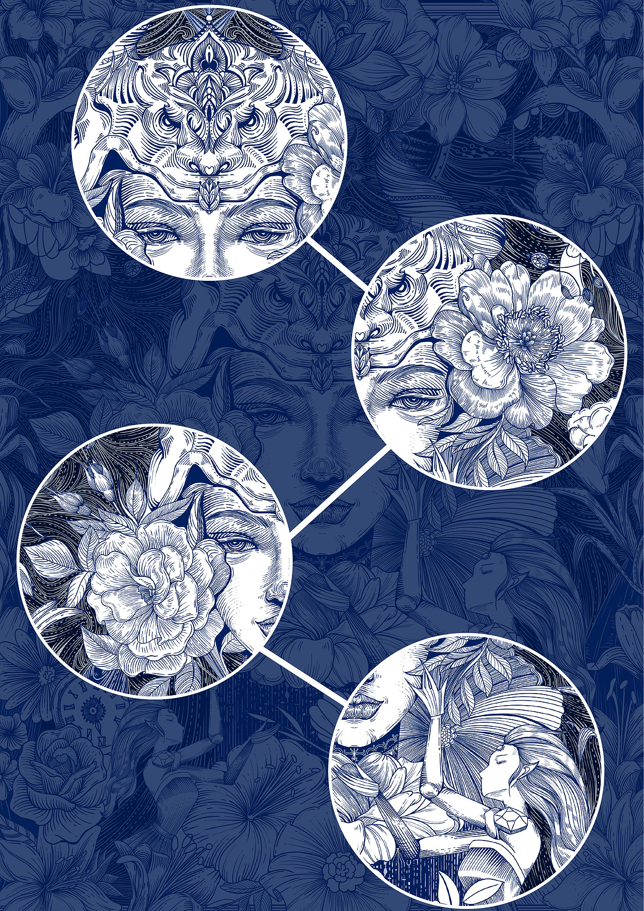 钢笔版画包装/玫瑰花/山茶花（图ZMzYxMjM0MTIw） - 商业插画 - 站酷设计师俞白_Yuri原创素材 - 站酷ZCOOL