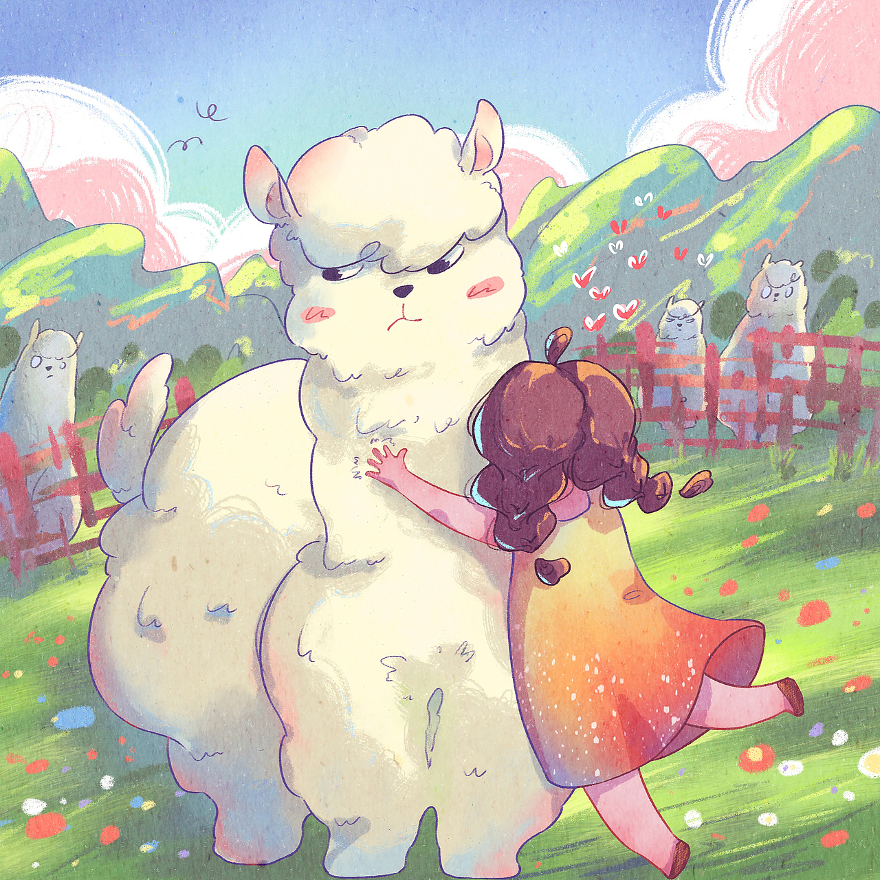 羊驼&girl系列小插画