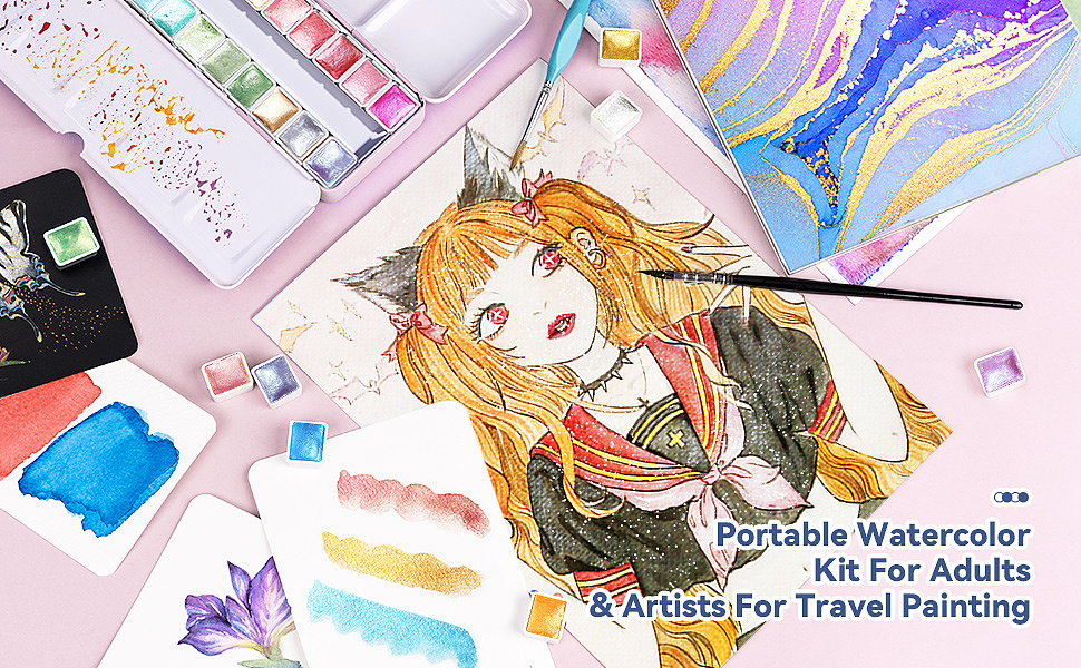 跨境电商 - 固体水彩珠光颜料亚马逊套图拍摄设计